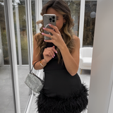 Noir Allure Feather Dress