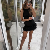 Noir Allure Feather Dress