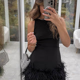 Noir Allure Feather Dress