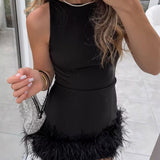 Noir Allure Feather Dress