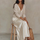 The Riviera Silk-Satin Maxi (Includes Free Cloud-Knit V-Neck)