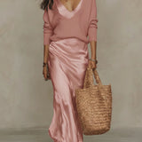 The Riviera Silk-Satin Maxi (Includes Free Cloud-Knit V-Neck)
