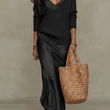 The Riviera Silk-Satin Maxi (Includes Free Cloud-Knit V-Neck)