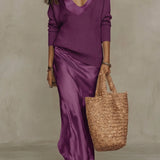 The Riviera Silk-Satin Maxi (Includes Free Cloud-Knit V-Neck)