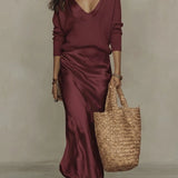 The Riviera Silk-Satin Maxi (Includes Free Cloud-Knit V-Neck)