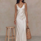 The Riviera Silk-Satin Maxi (Includes Free Cloud-Knit V-Neck)
