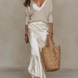 The Riviera Silk-Satin Maxi (Includes Free Cloud-Knit V-Neck)